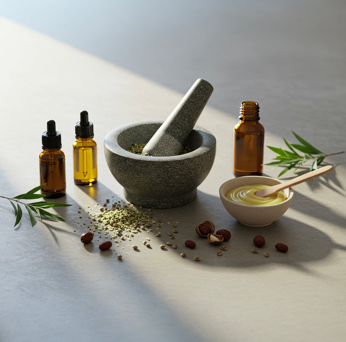 Behind the scenes of crafting 360 Botanics Wonder Balm with natural ingredients and artisanal tools