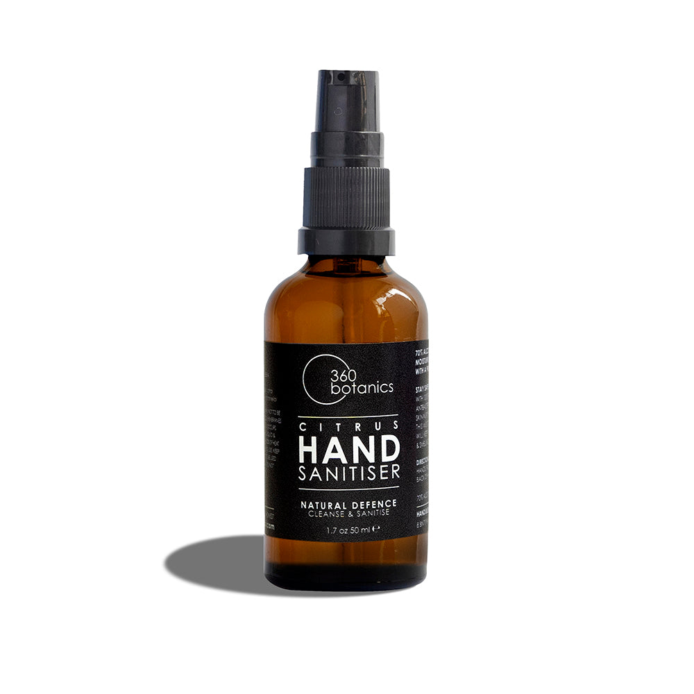 360 botanics hand sanitiser on white background