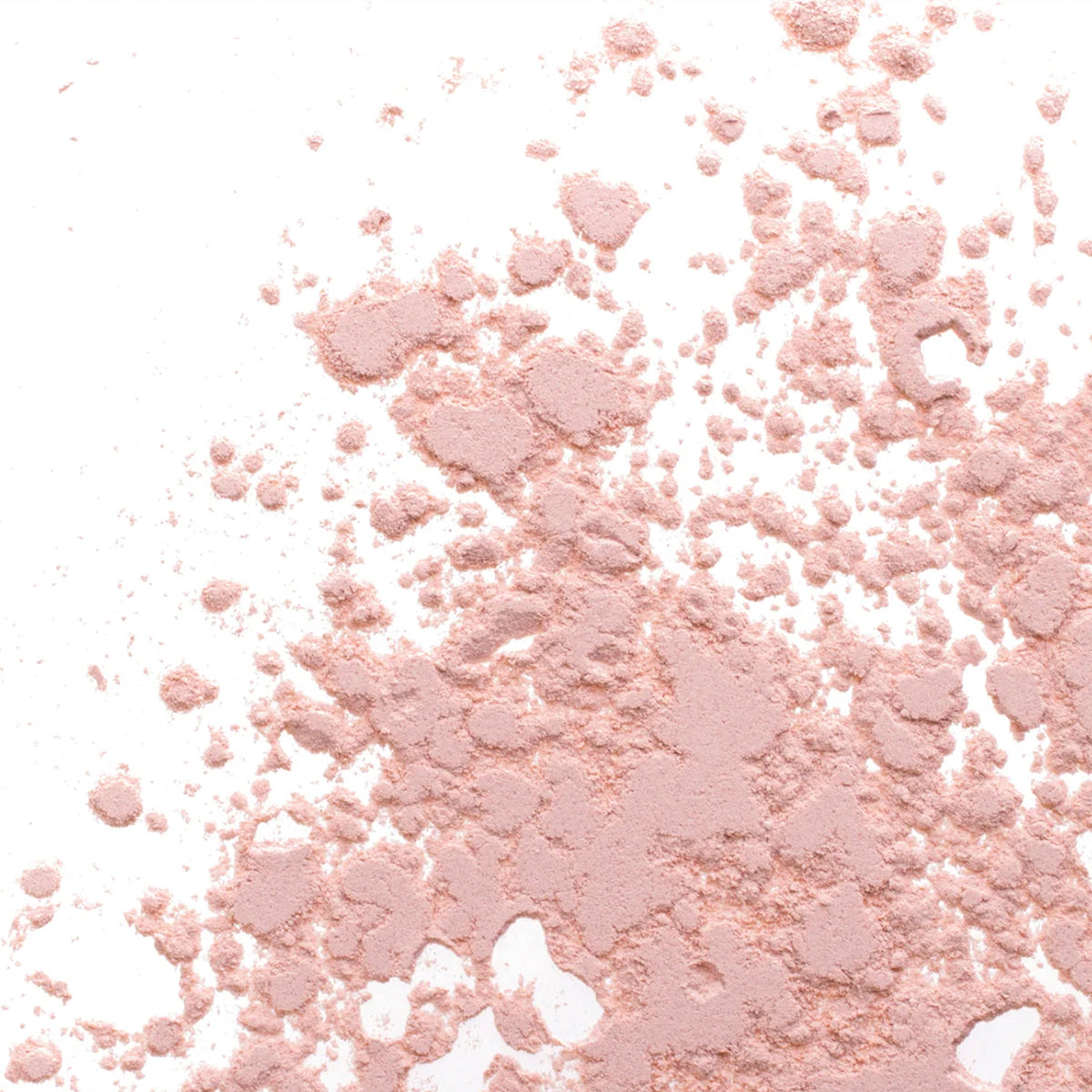 A close-up image of finely textured pink clay powder scattered across a white background, highlighting the natural pigment and soft texture of the clay used in 360 Botanics skincare products