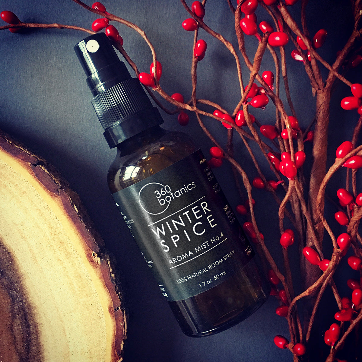 Image of 360botanics Winter Spice AromaMist bottle with berries