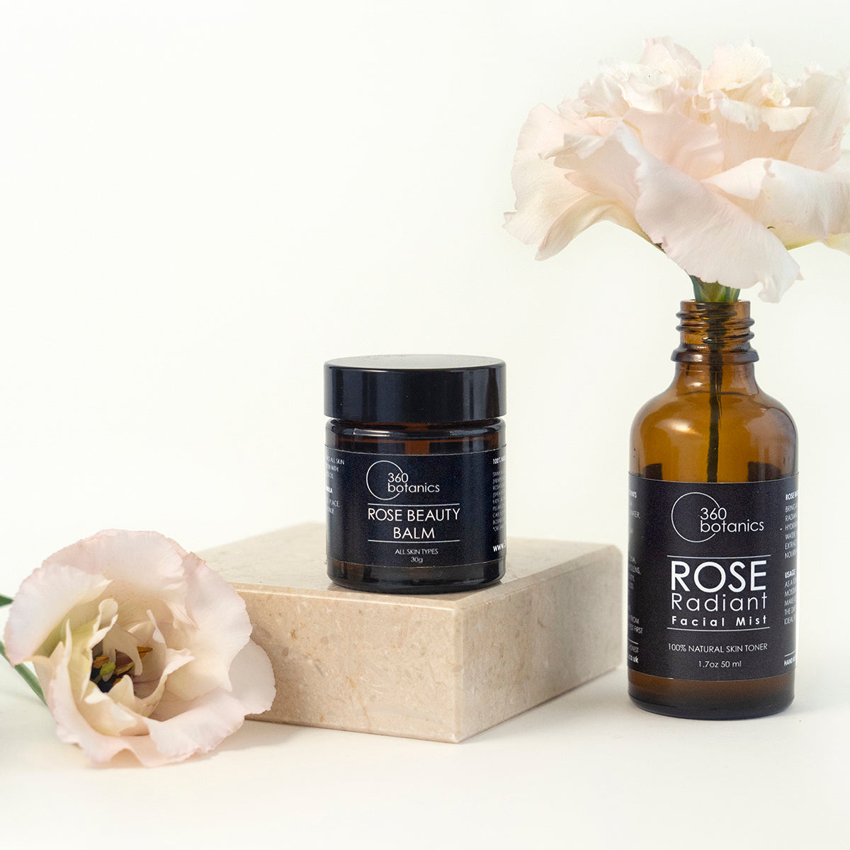 360Botanics-Rose-beauty-natural-Skincare products on white background
