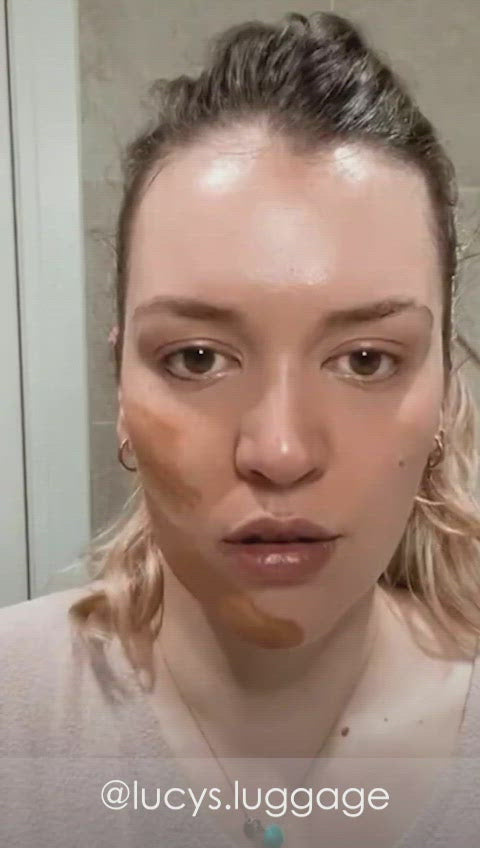 a video of a young woman applying a Pink Clay Mask, then removing it to show smooth skin and looking happy
